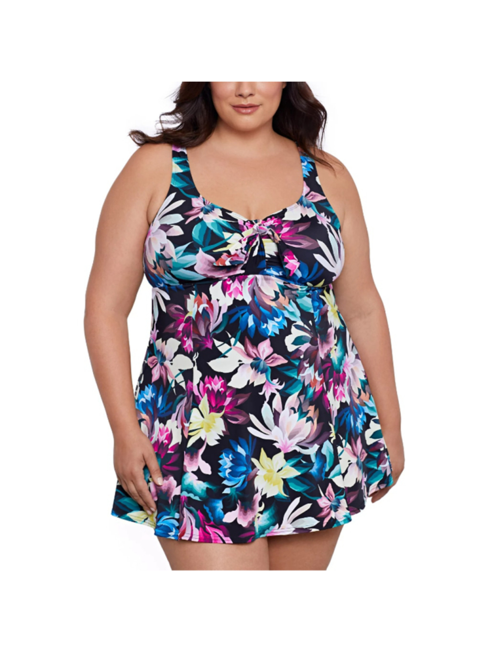 Swim Solutions Plus Size 18W Floral Swimdress One Piece Swimsuit NWT